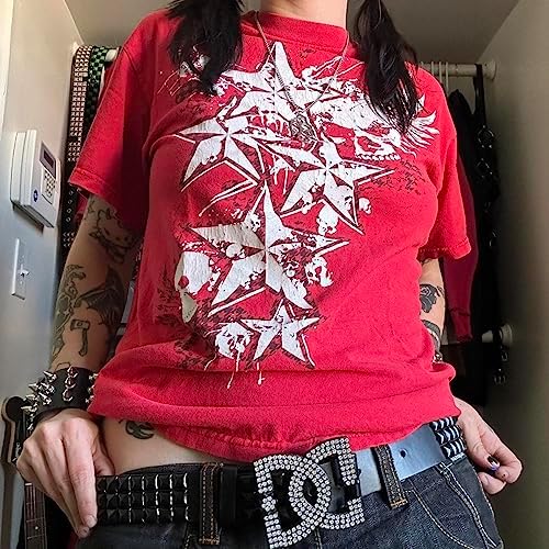 Camiseta feminina Fairy Grunge Y2k manga curta gótica estampada